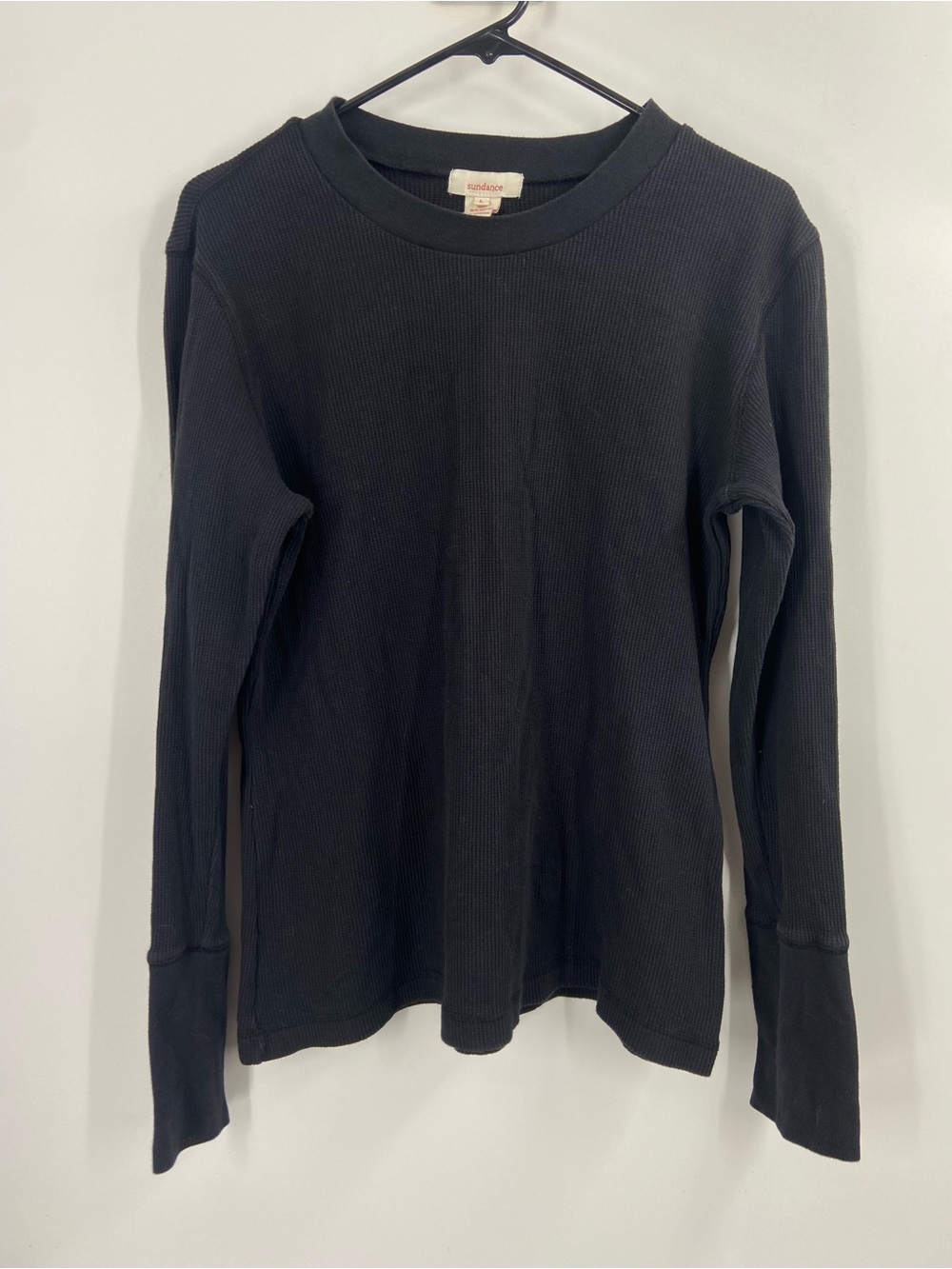 Sundance Thermal Waffle Knit Top sz Large Black